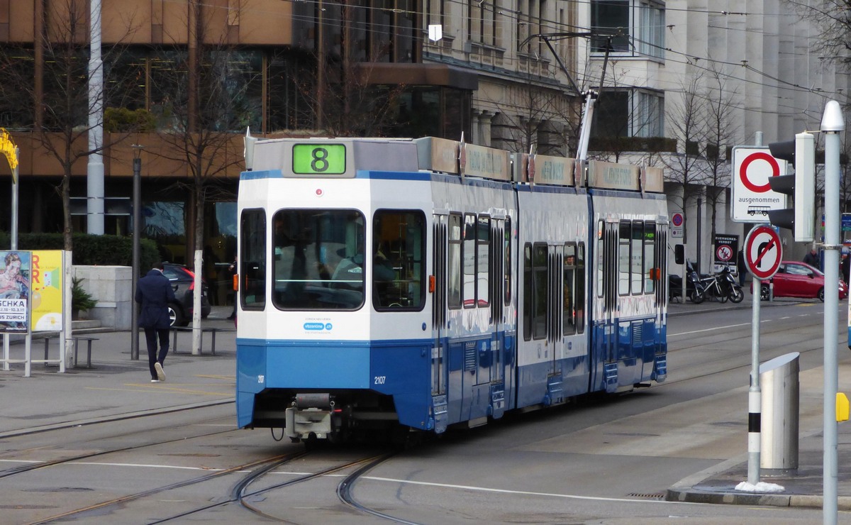 Zurich, SWP/SIG/ABB Be 4/8 "Tram 2000 Sänfte" Br. 2107
