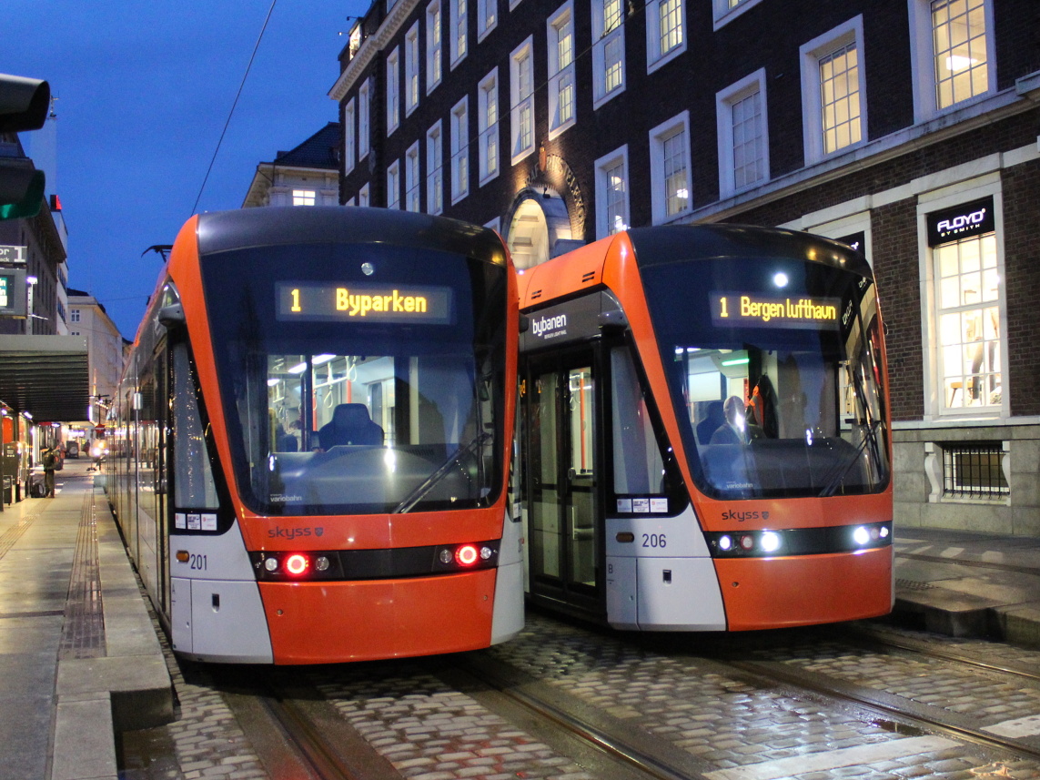 Берген, Stadler Variobahn № 201; Берген, Stadler Variobahn № 206