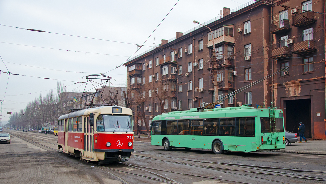 Мариуполь, Tatra T3A № 726; Мариуполь, БКМ 321 № 202