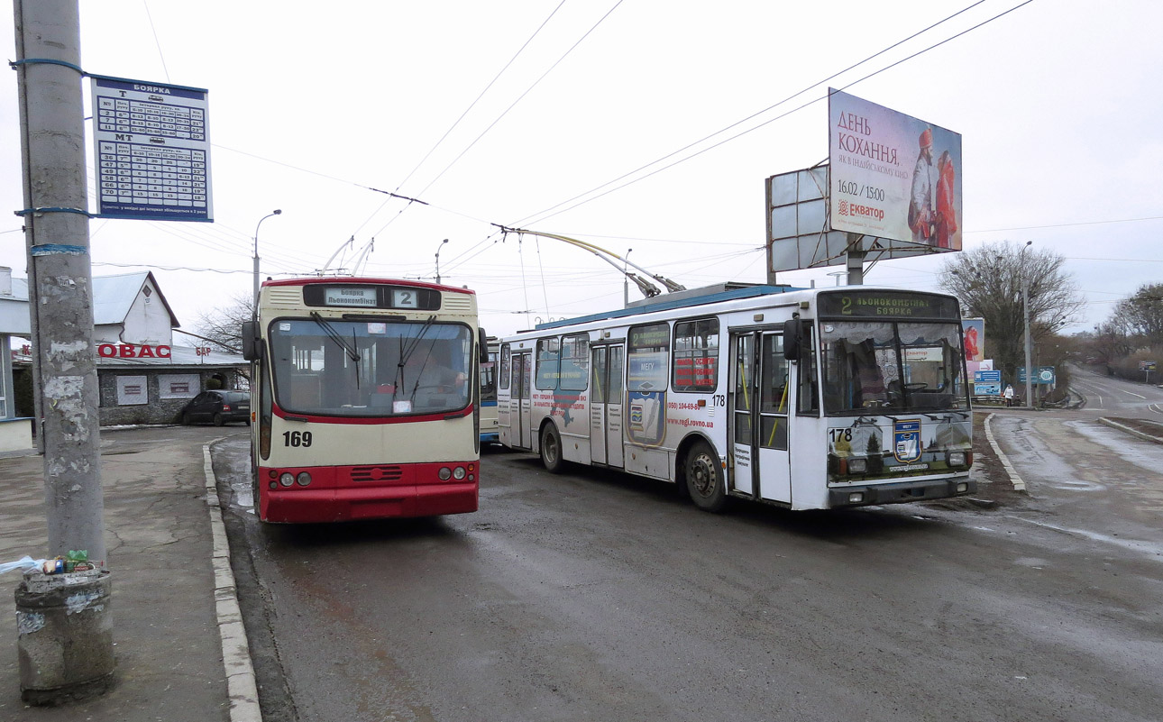 Ровно, Jelcz/KPNA PR110T № 169; Ровно, Škoda 14Tr17/6M № 178