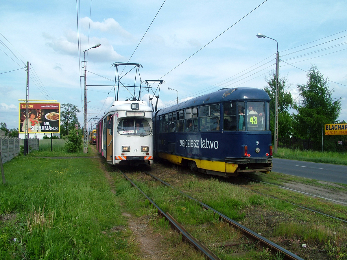 Лодзь, Duewag GT6 № 47; Лодзь, Konstal 803N № 9