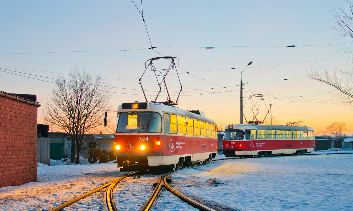 Мариуполь, Tatra T3A № 724; Мариуполь, Tatra T3SUCS № 1021