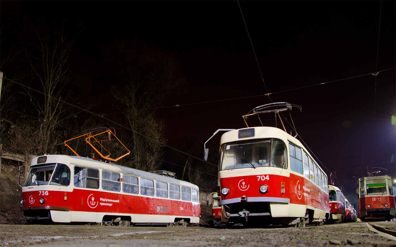 Мариуполь, Tatra T3A № 736; Мариуполь, Tatra T3SUCS № 704