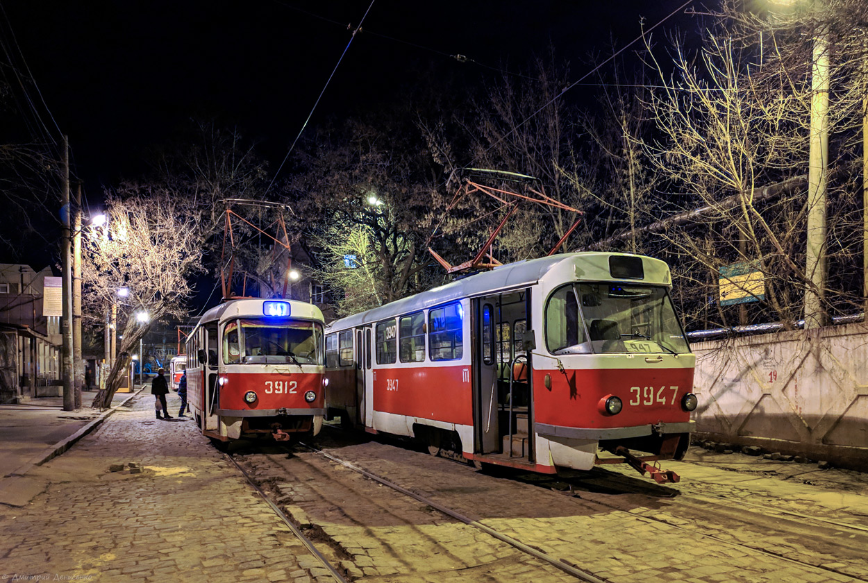 Донецк, Tatra T3SU (двухдверная) № 3912; Донецк, Tatra T3SU № 3947