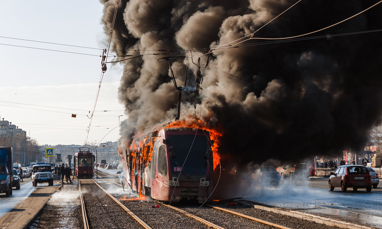 Kazan — Burning trams