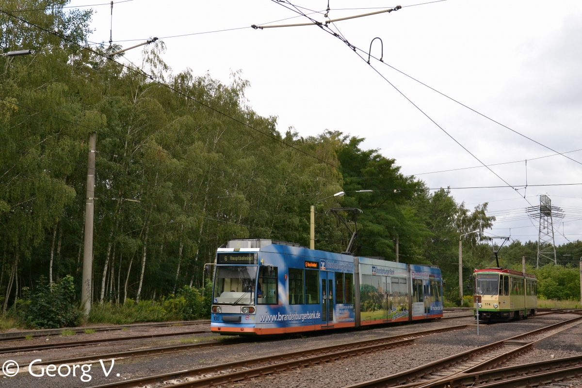 Бранденбург-на-Хафеле, Tatra KT4DMC № 174; Бранденбург-на-Хафеле, Duewag MGT6D № 100