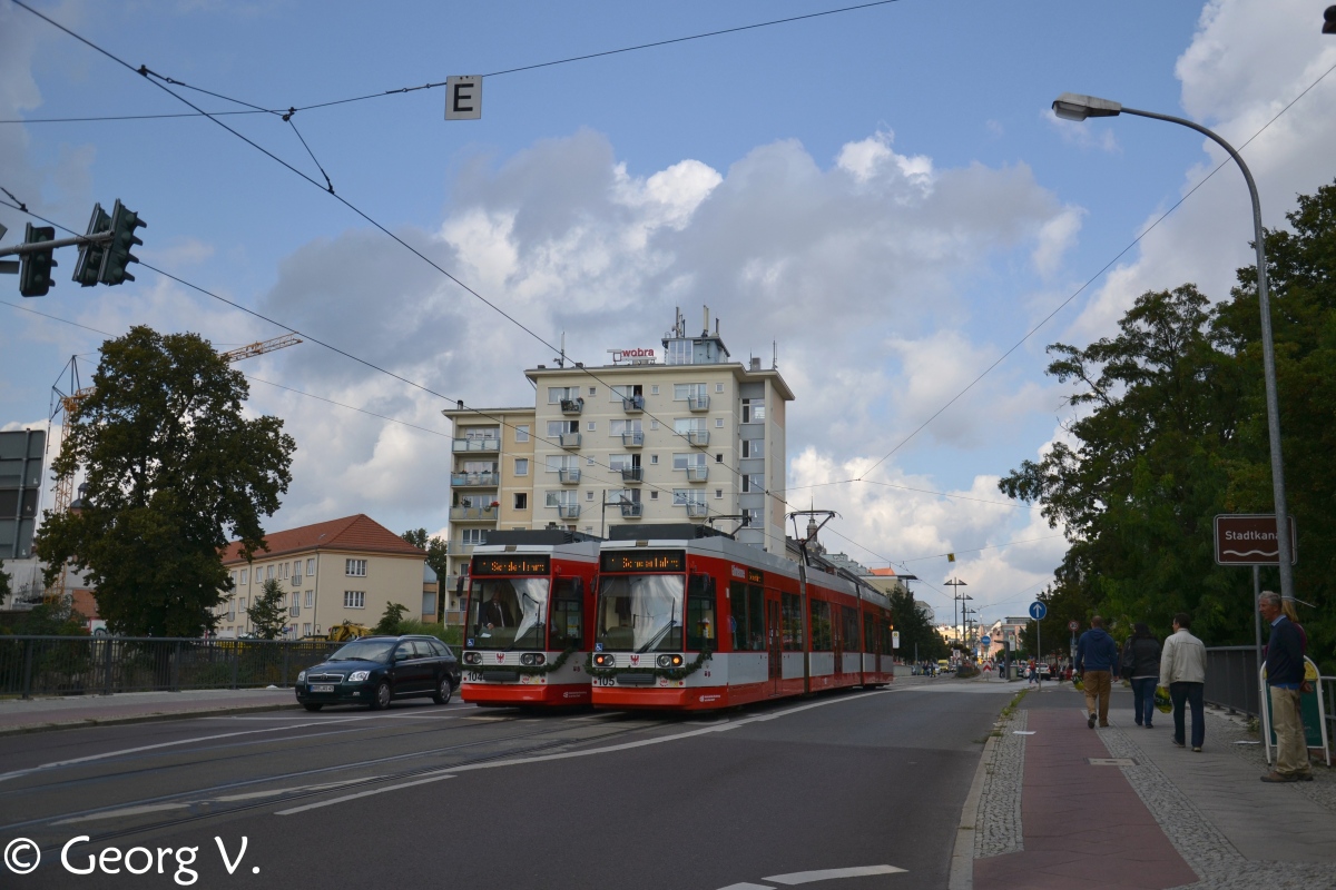 Brandenburg an der Havel, Duewag MGT6D č. 105; Brandenburg an der Havel, Duewag MGT6D č. 104