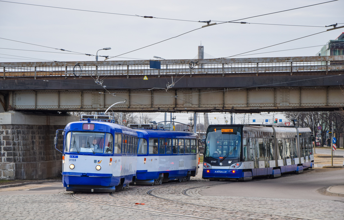 Рига, Tatra T3A № 51133; Рига, Škoda 15T ForCity Alfa Riga № 57147