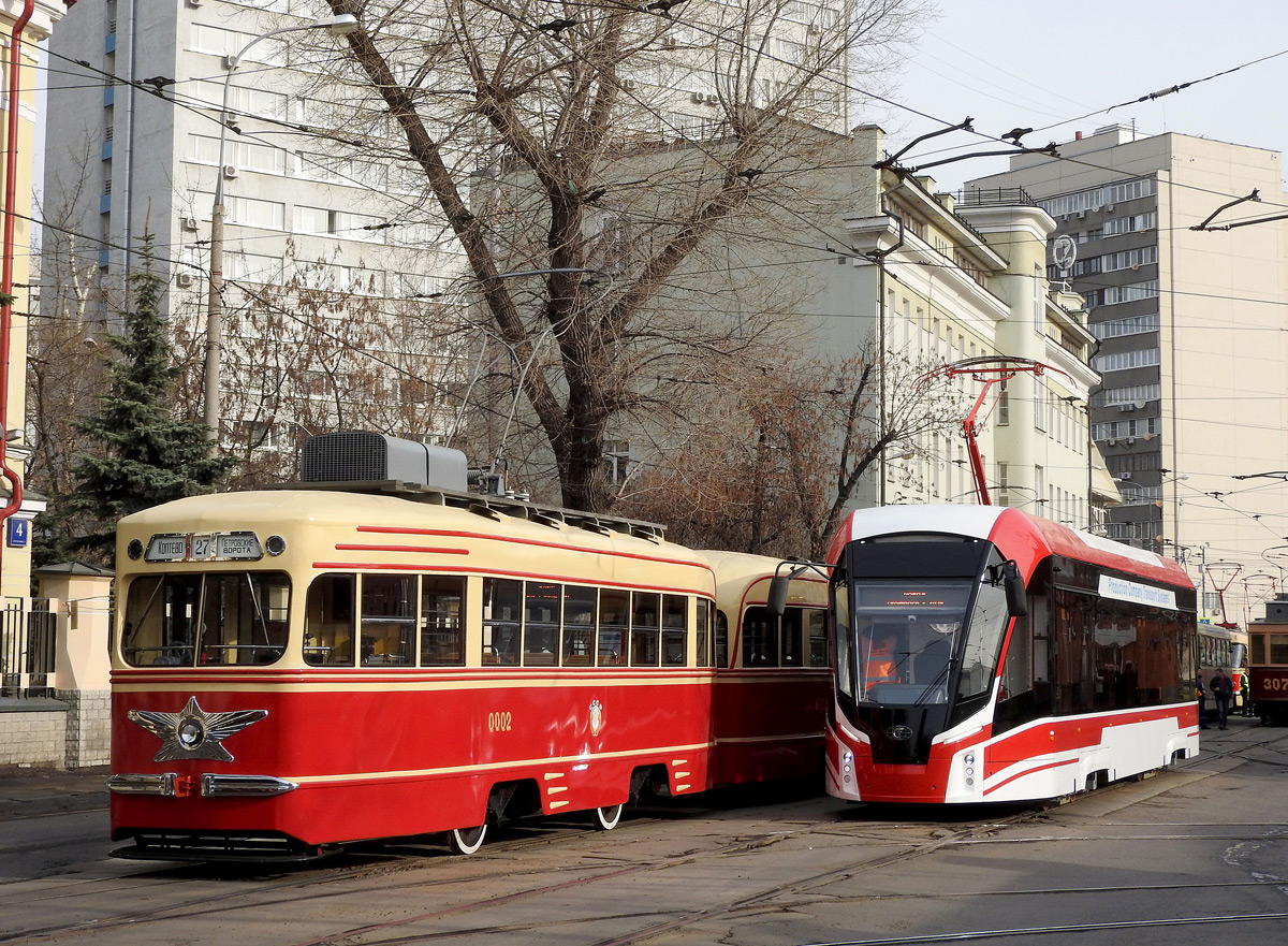 Москва, КТМ-1 № 0002; Москва, 71-911ЕМ «Львёнок» № б/н; Москва — Парад к 120-летию трамвая 20 апреля 2019