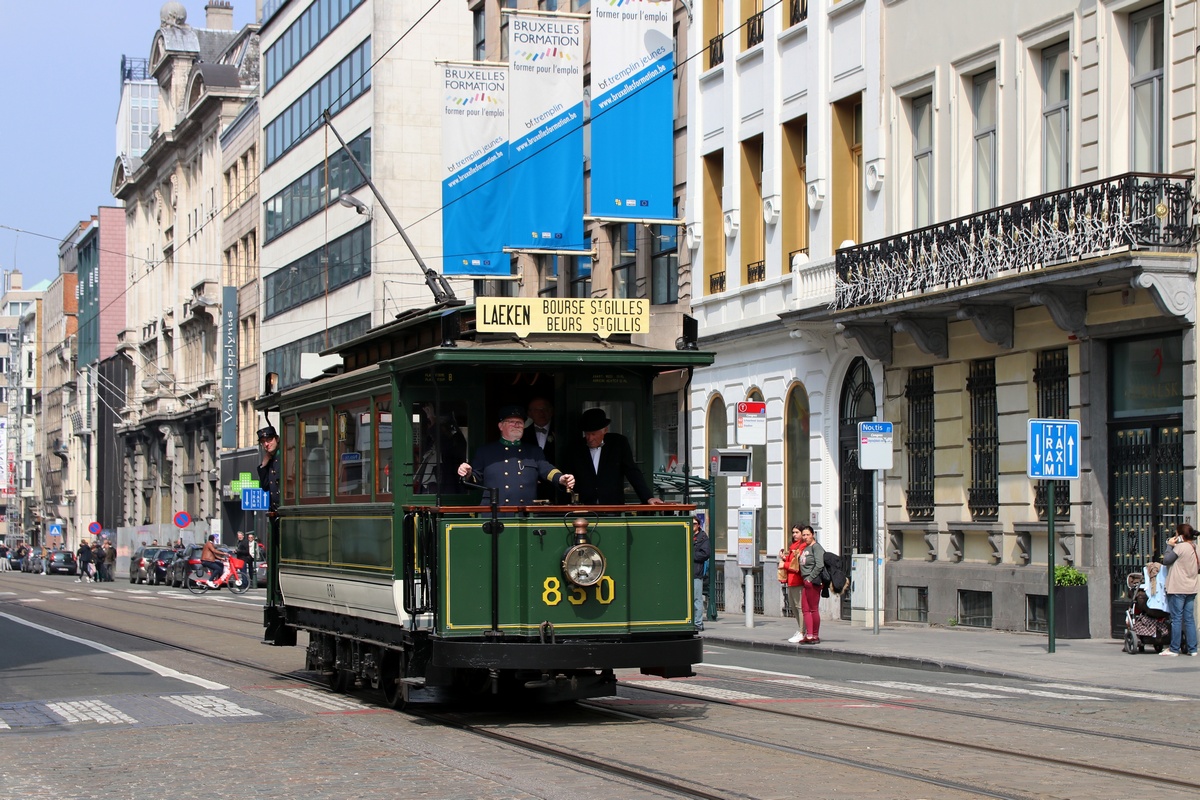 Brüssel, Franco-Belge 2-axle motor car Nr. 830; Brüssel — Festivities on the occasion of 150 years of tram (30/04/2019 — 05/05/2019)