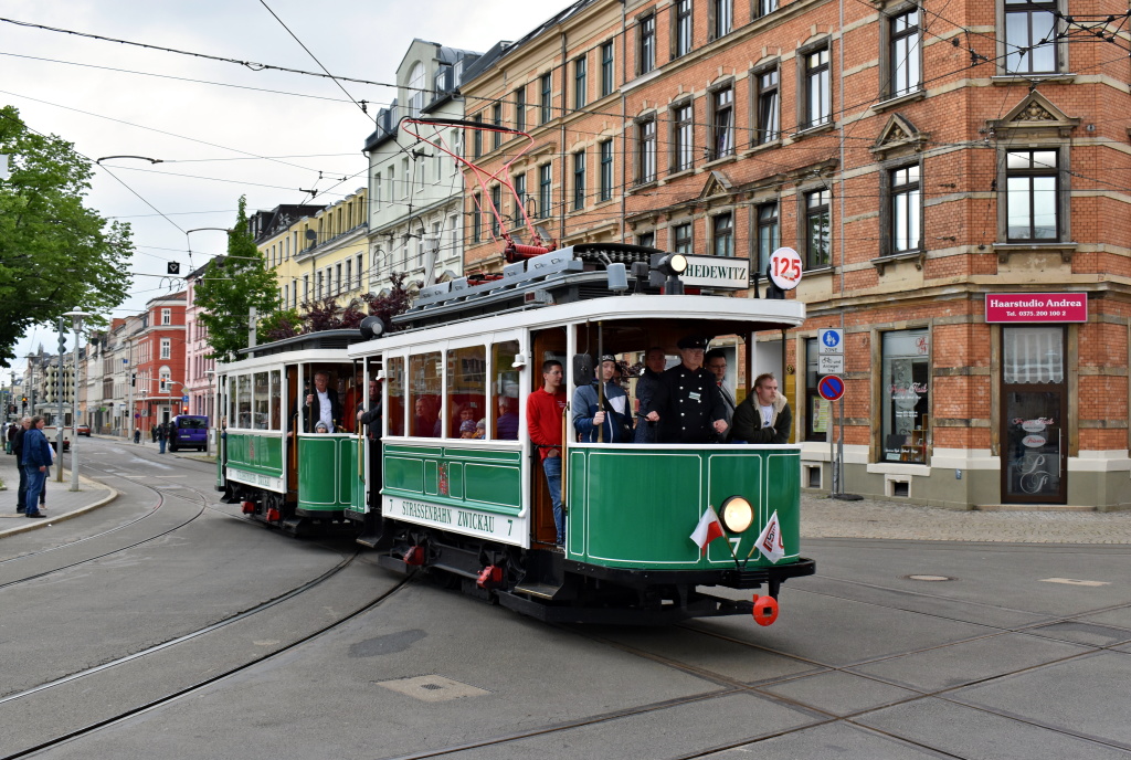 Zwickau, MAN/SSW 2-axle motor car nr. 7; Zwickau — Anniversary: 125 years of tramways in Zwickau (11./12.05.2019) • Jubiläum: 125 Jahre Straßenbahn Zwickau (11./12.05.2019)