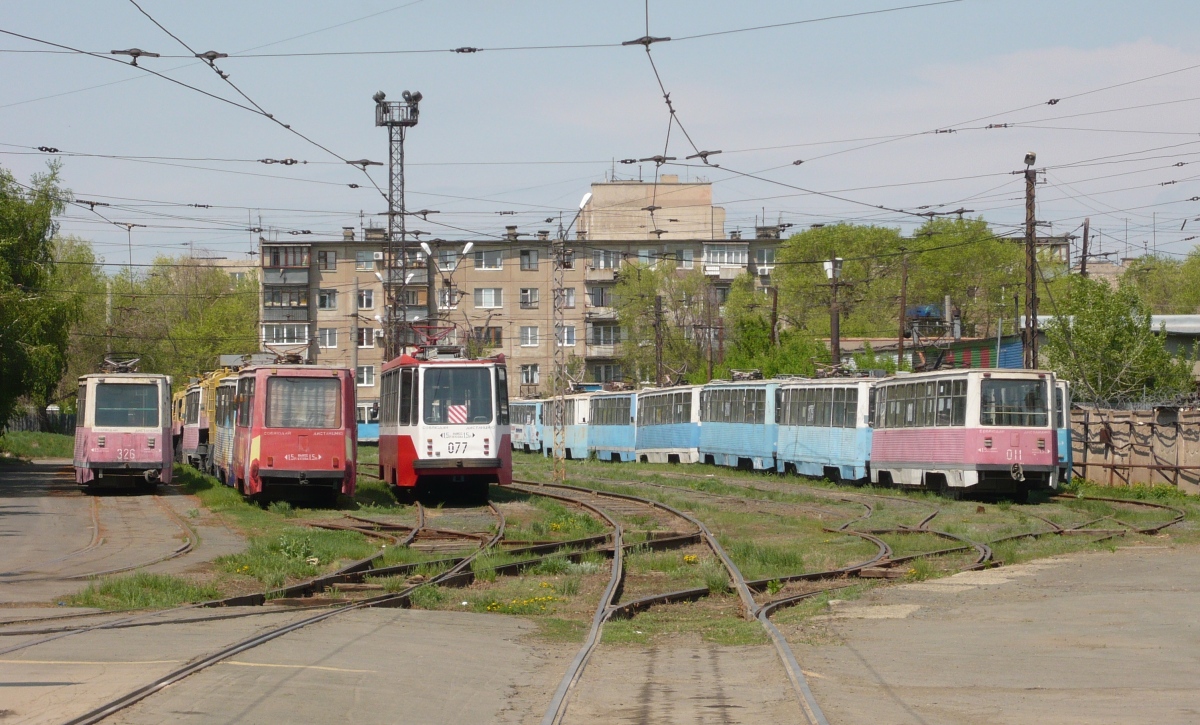Орск, 71-605 (КТМ-5М3) № 210; Орск, 71-605А № 326; Орск, 71-134А (ЛМ-99АЭ) № 077; Орск, 71-605 (КТМ-5М3) № 011; Орск — Трамвайное депо ОТУ-1