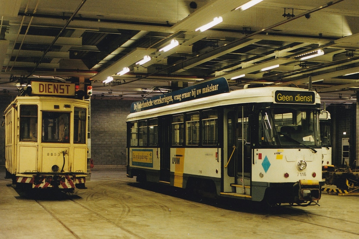 Антверпен, CGTA 2-axle motor car № 8853; Антверпен, BN PCC Antwerpen (modernised) № 7116; Антверпен — Старые фотографии (city trams Antwerpen 1980 — 1999)