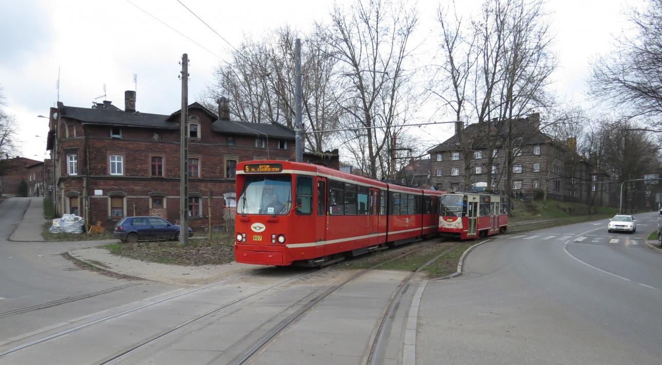 Верхнесилезская агломерация, Duewag Pt № 907; Верхнесилезская агломерация, Konstal 105Na № 254