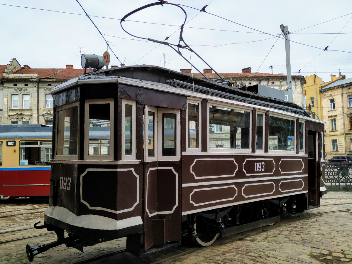 Львов, Двухосный моторный Sanok № 093; Львов — Выставка трамваев по случаю 125 годовщины львовского трамвая