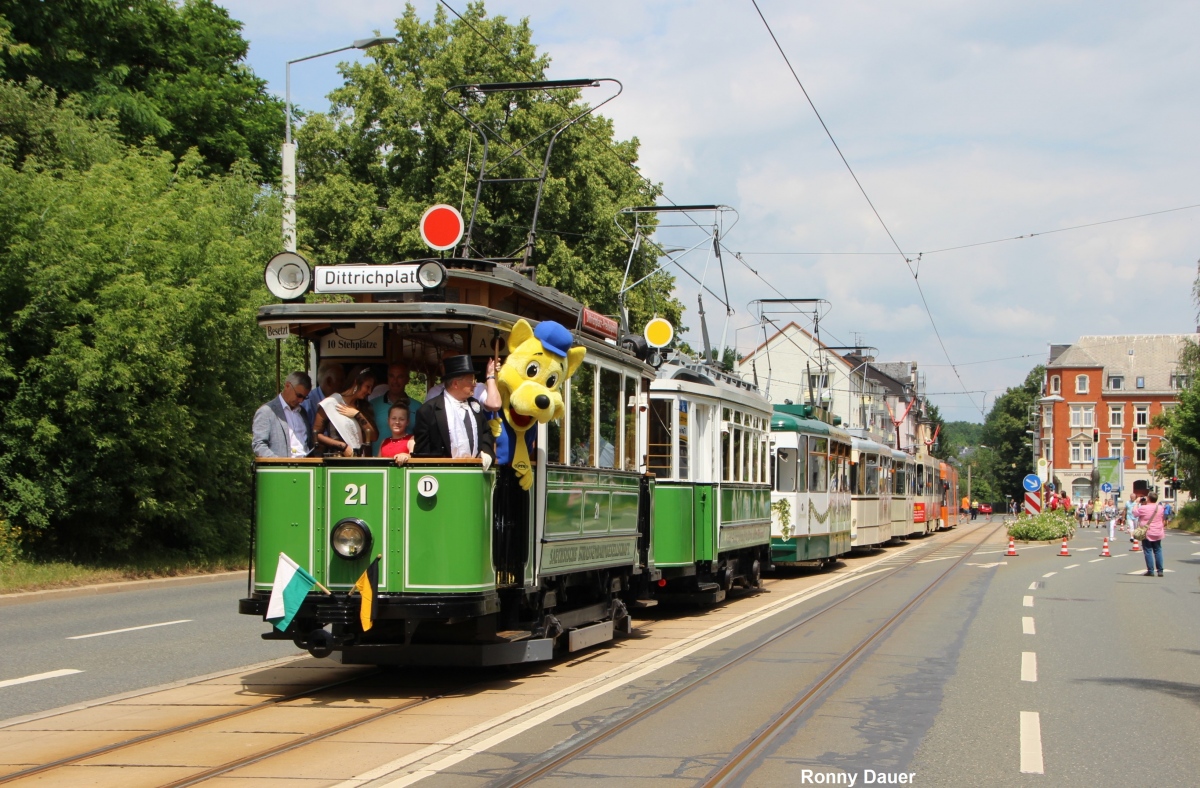 Plauen, MAN/AEG 2-axle motor car nr. 21; Plauen — Anniversary: 125 years of Plauen tramway (23.06.2019) • Jubiläum: 125 Jahre Straßenbahn Plauen (23.06.2019)