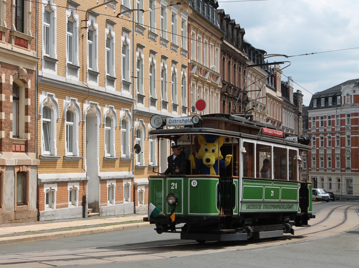 Plauen, MAN/AEG 2-axle motor car Nr. 21; Plauen — Anniversary: 125 years of Plauen tramway (23.06.2019) • Jubiläum: 125 Jahre Straßenbahn Plauen (23.06.2019)