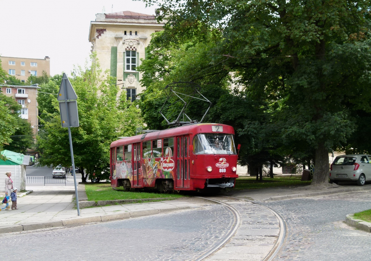 Львов, Tatra T4SU № 869; Львов — Поездка 18.07.2012 на Tatra T4SU, поезде Tatra KT4D-KT4D и Богдане T60111