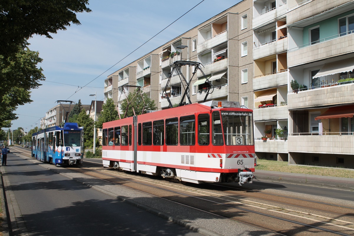 Котбус, Tatra KTNF6 № 141; Котбус, Tatra KT4D № 65; Котбус — Юбилей: 40 лет трамвайным вагонам Татра КТ4Д в Котбусе (20.07.2019)