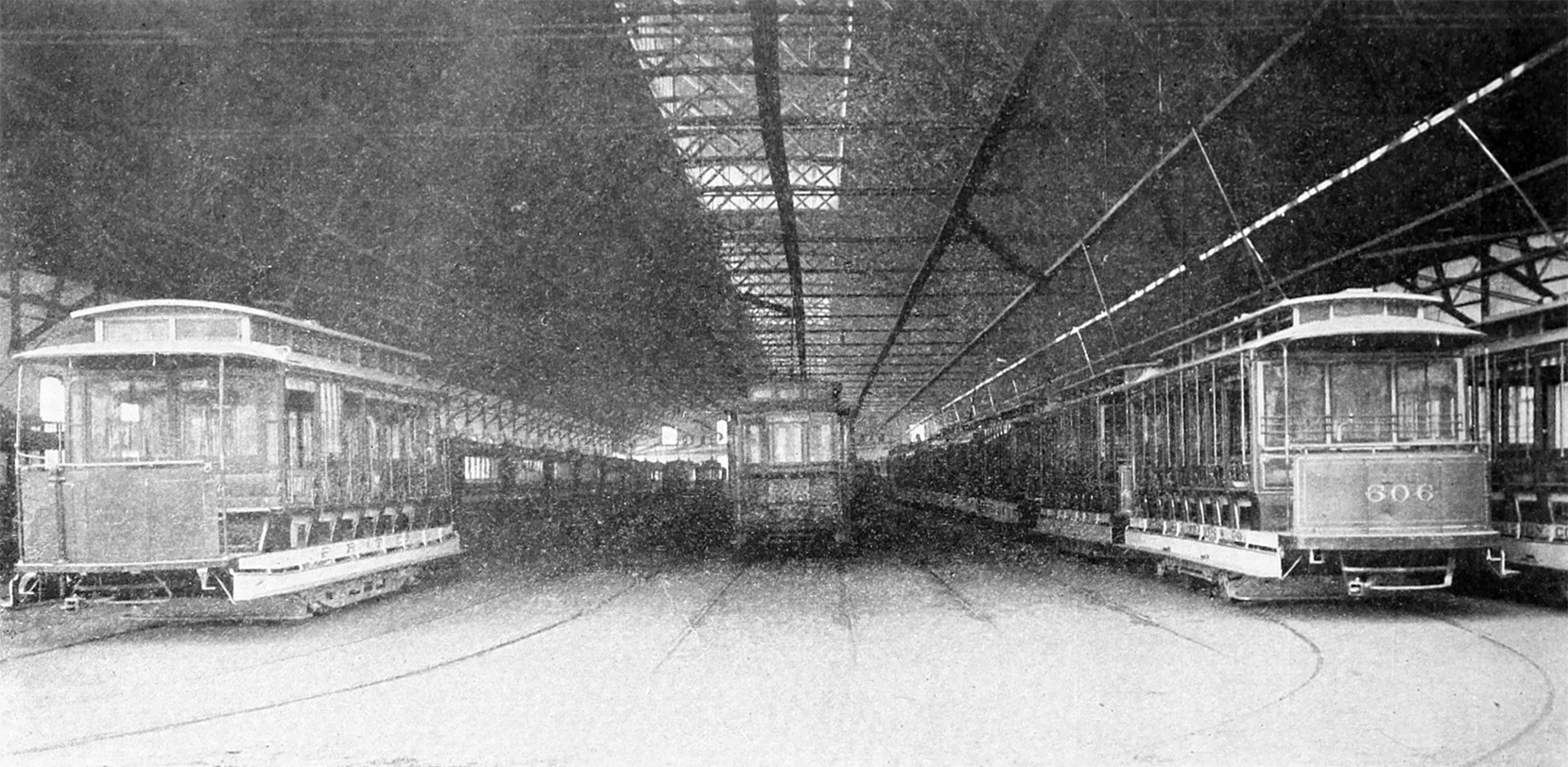 Филадельфия, Двухосный моторный Laclede № 606; Филадельфия — Старые фотографии; Филадельфия — Трамвайные депо