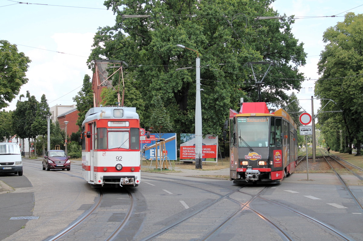 Котбус, Gotha T57 № 92; Котбус, Tatra KTNF6 № 134