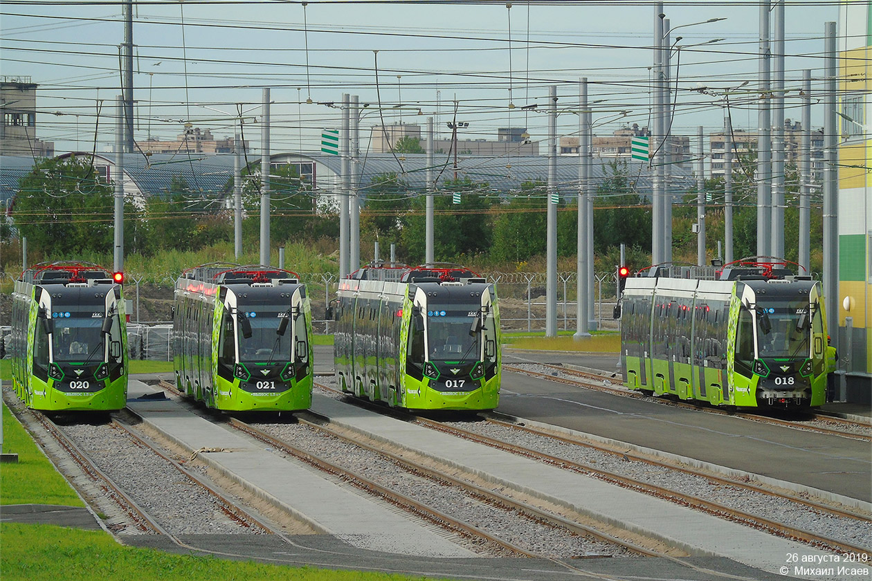 Sankt Peterburgas, Stadler B85600M nr. 020; Sankt Peterburgas, Stadler B85600M nr. 021; Sankt Peterburgas, Stadler B85600M nr. 017; Sankt Peterburgas, Stadler B85600M nr. 018; Sankt Peterburgas — Transport Concession Company (TCC) — Miscellaneous photos