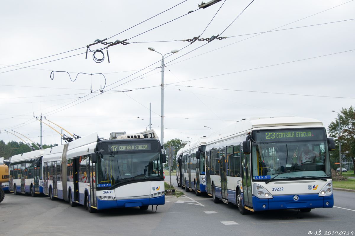 Riga, Solaris Trollino III 18 Ganz-Škoda — 26631; Riga, Škoda 24Tr Irisbus Citelis — 29222