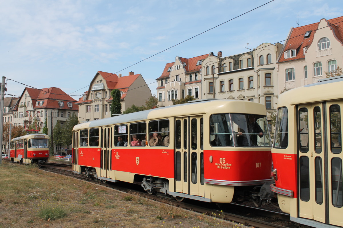 Halle, Tatra B4D č. 101; Halle — Anniversary: 50 years of tramcars Tatra T4D in Halle (07.09.2019) • Jubiläum: 50 Jahre Tatra-Wagen in Halle (07.09.2019)