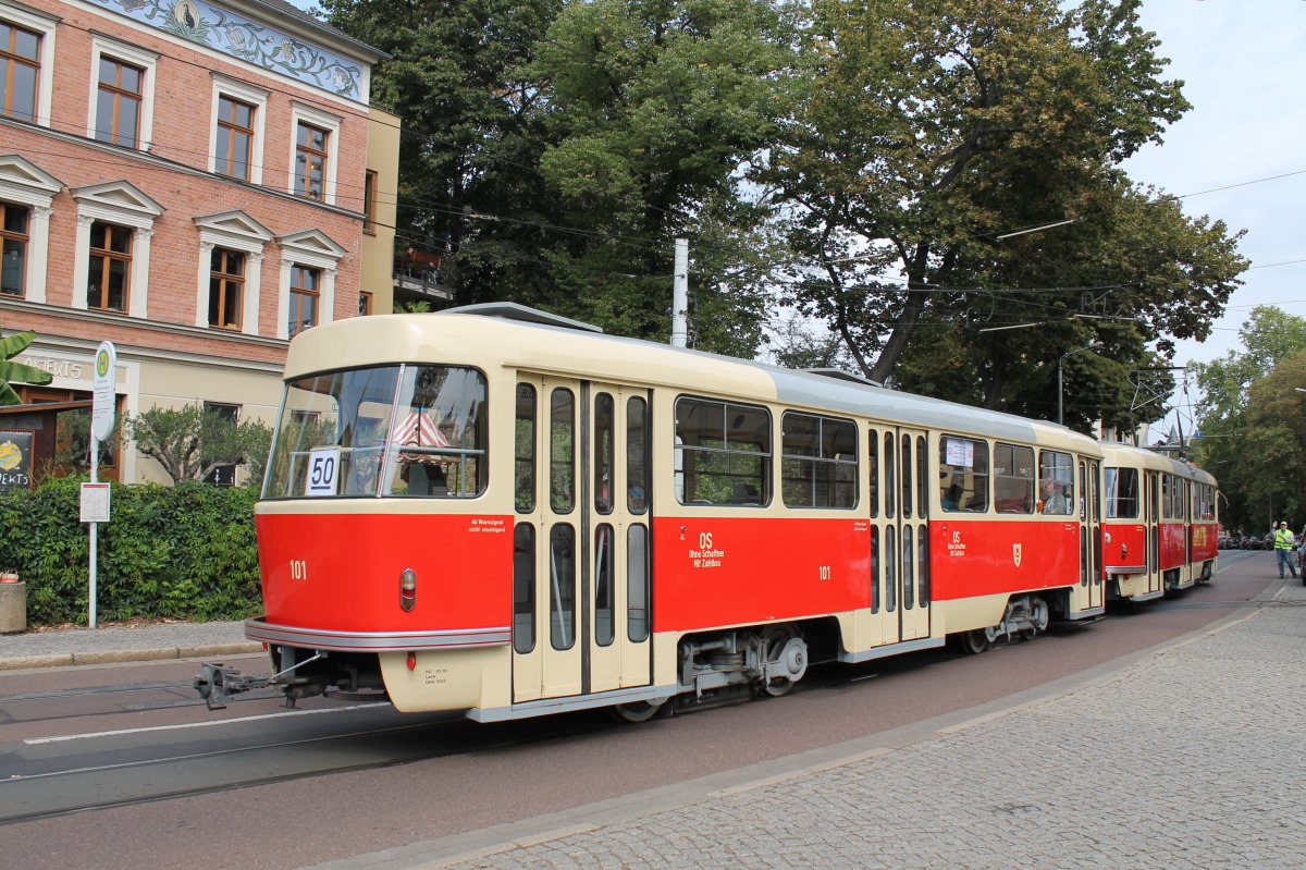 Halle, Tatra B4D Nr. 101; Halle — Anniversary: 50 years of tramcars Tatra T4D in Halle (07.09.2019) • Jubiläum: 50 Jahre Tatra-Wagen in Halle (07.09.2019)