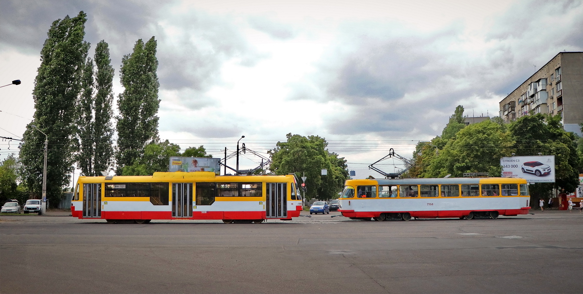 Одесса, T3 КВП Од № 3218; Одесса, Tatra T3A № 7158; Одесса — Трамвайные линии; Одесса — Трамвайные линии: Ближние Мельницы и Черёмушки