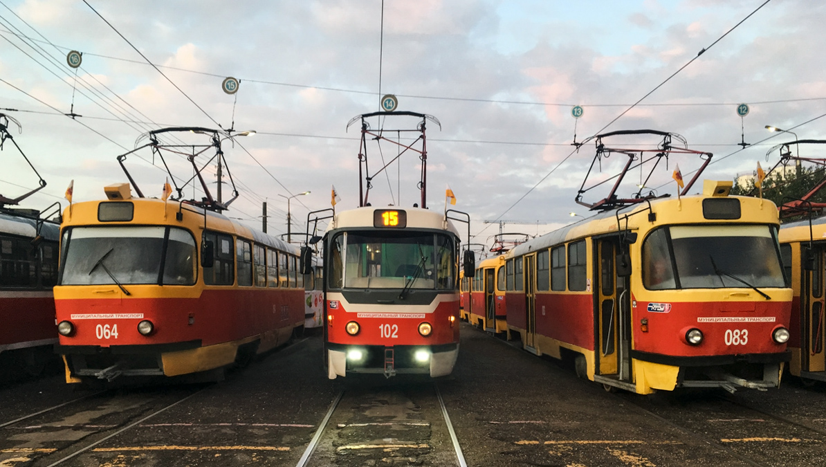 Краснодар, Tatra T3SU КВР МРПС № 102; Краснодар, Tatra T3SU № 064; Краснодар, Tatra T3SU № 083