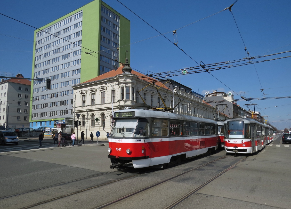 Брно, Tatra T3G № 1641; Брно, Vario LFR.E № 1596