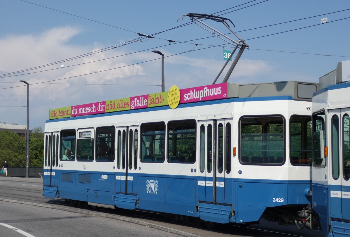 Zurich, SWP/SIG/ABB Be 2/4 "Tram 2000 Pony" № 2429