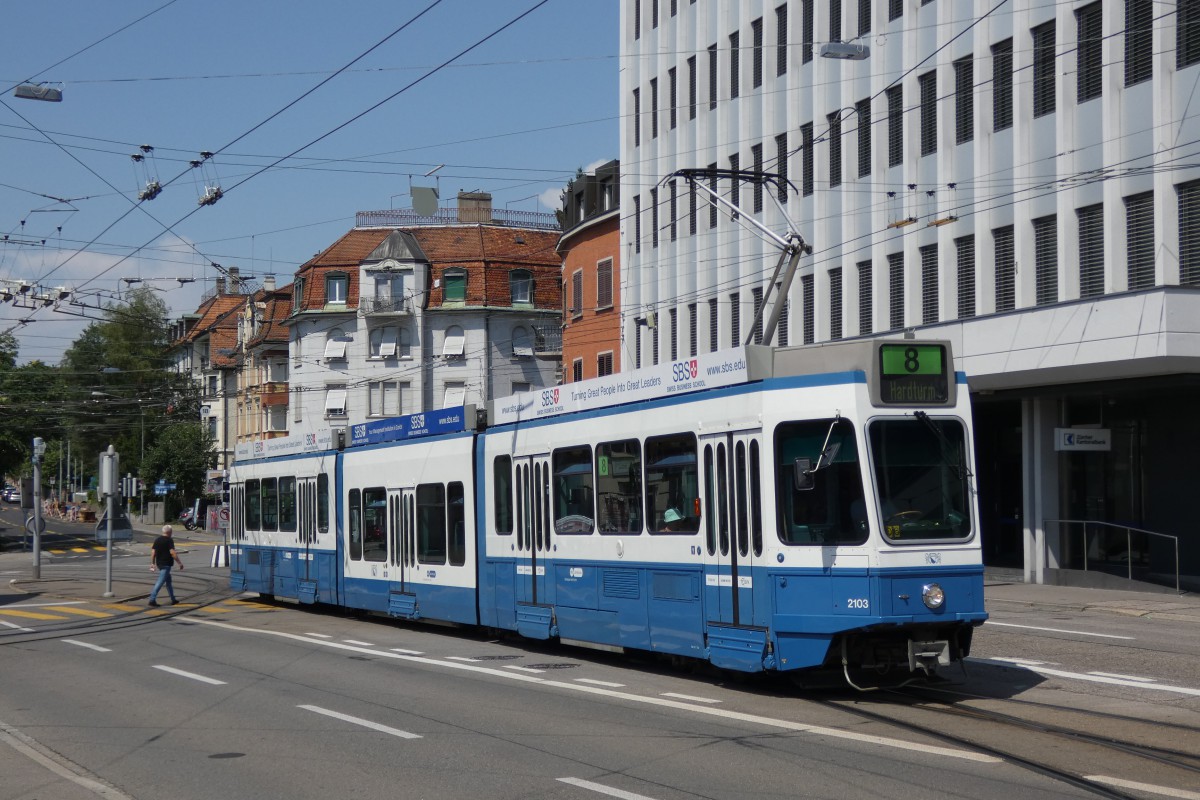 Цюрих, SWP/SIG/ABB Be 4/8 "Tram 2000 Sänfte" № 2103