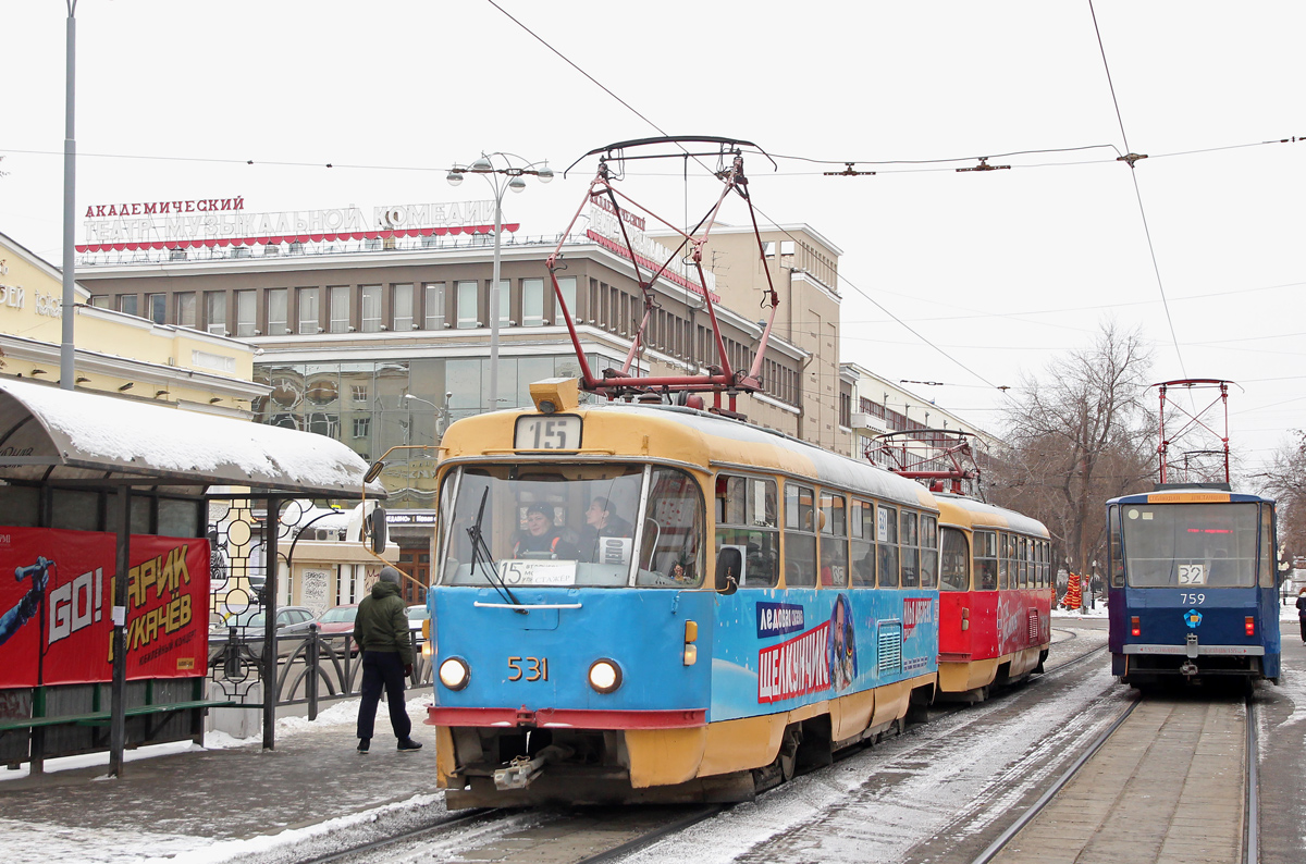 Екатеринбург, Tatra T3SU № 531; Екатеринбург, Tatra T6B5SU № 759