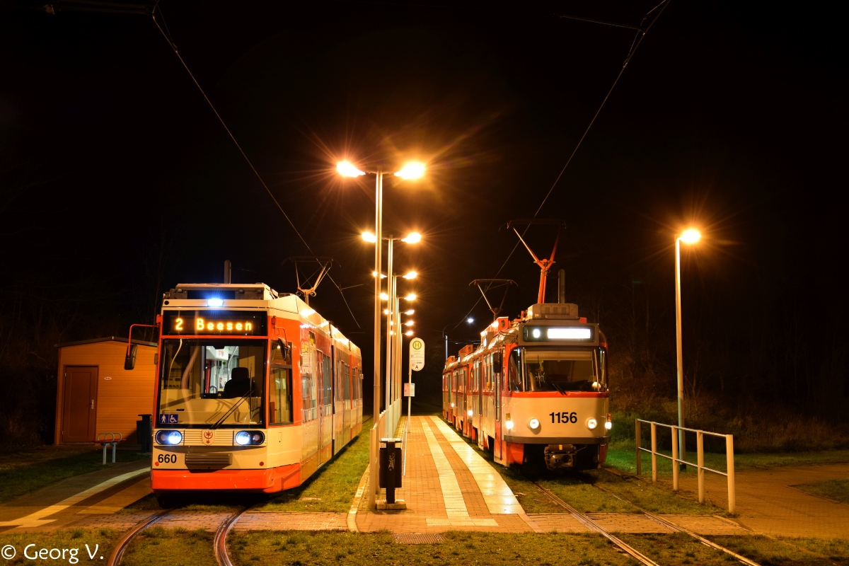 Halle, Duewag MGT6D № 660; Halle, Tatra T4DC № 1156
