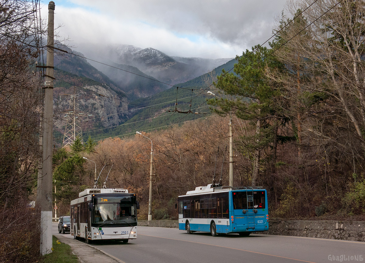 Крымский троллейбус, СВАРЗ-МАЗ-6275 № 2501; Крымский троллейбус, Богдан Т70110 № 6321