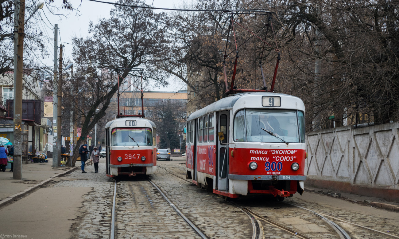 Донецк, Tatra T3SU № 3947; Донецк, Tatra T3SU № 954