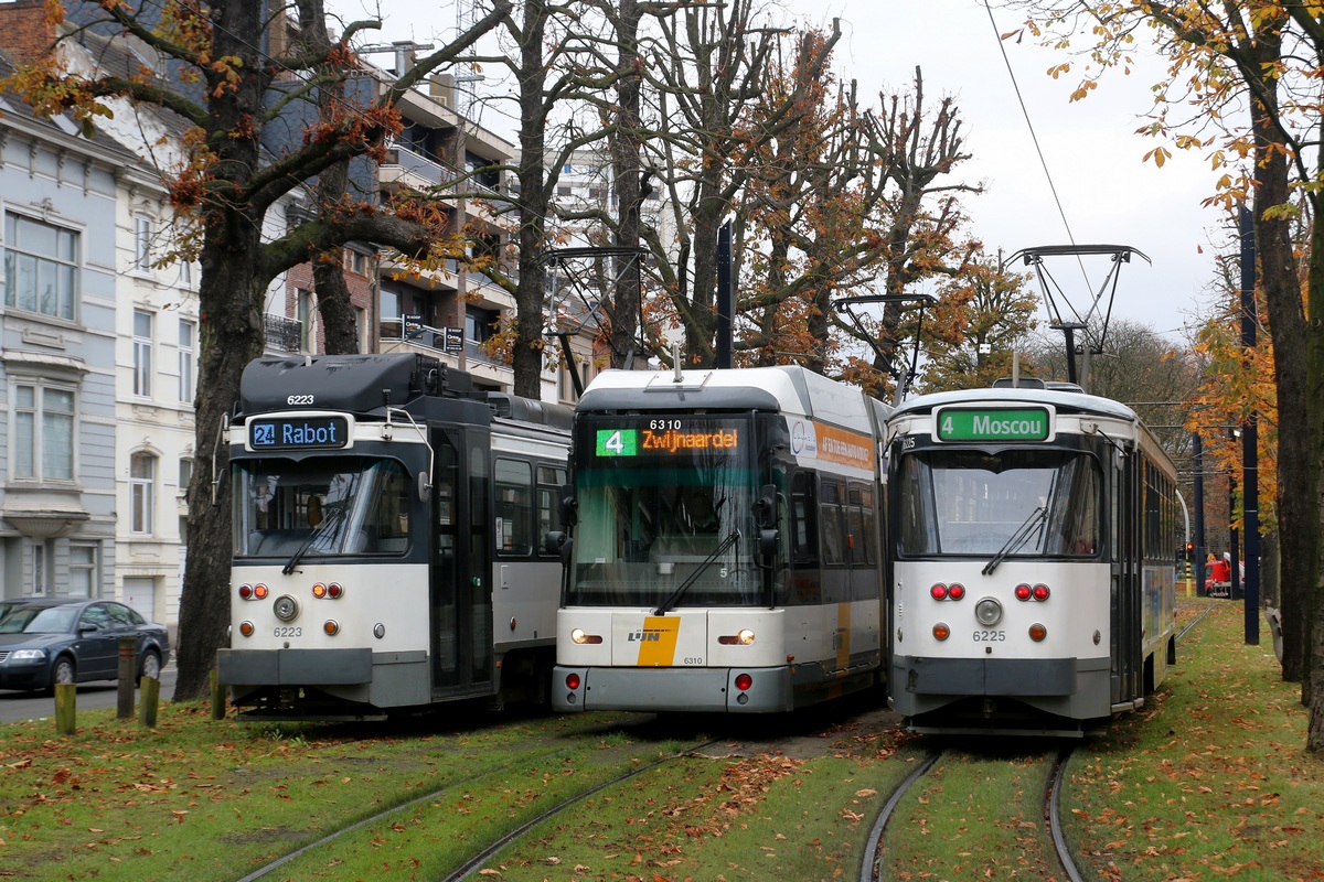 Гент, BN PCC Gent (modernised) № 6223; Гент, Siemens MGT6-2 № 6310; Гент, BN PCC Gent № 6225