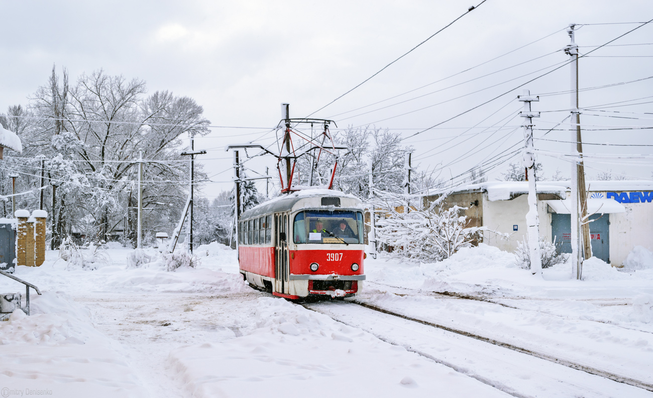 დონეცკი, Tatra T3SU (2-door) № 3907; დონეცკი — Tram line to Mushketovo station
