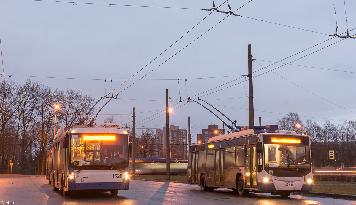 Санкт-Петербург, Тролза-5265.00 «Мегаполис» № 1328; Санкт-Петербург, ВМЗ-5298.01 «Авангард» № 1235