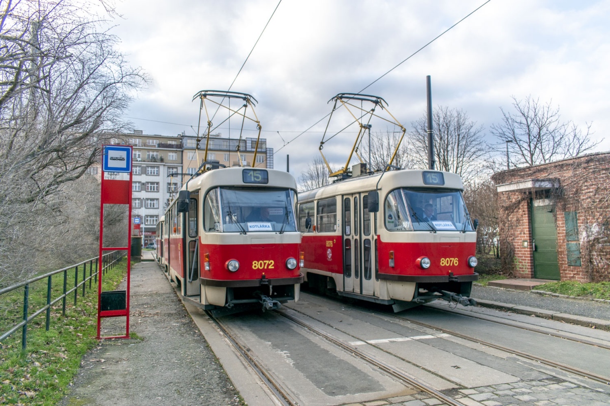 Прага, Tatra T3M2-DVC № 8072; Прага, Tatra T3M2-DVC № 8076