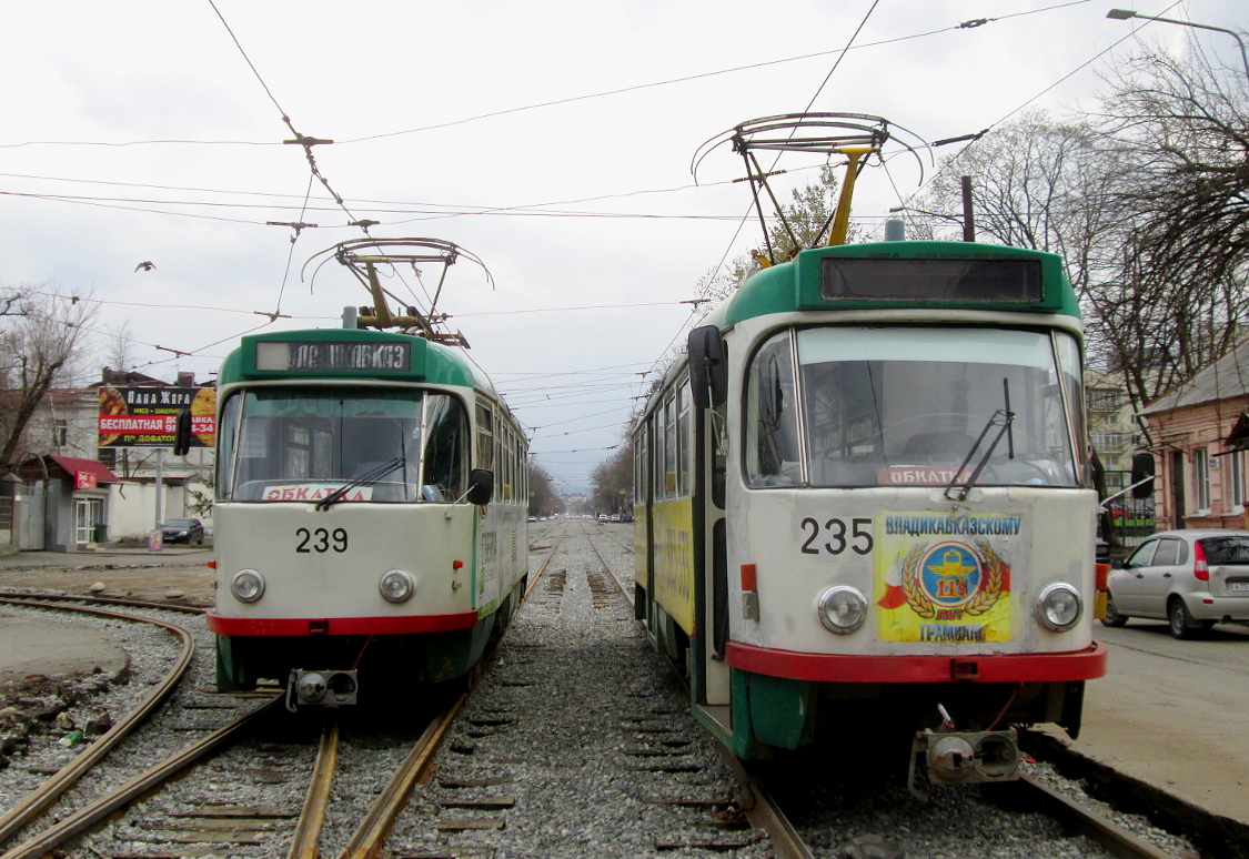 Владикавказ, Tatra T4DM № 239; Владикавказ, Tatra T4DM № 235; Владикавказ — Строительство, ремонт и реконструкция трамвайных линий