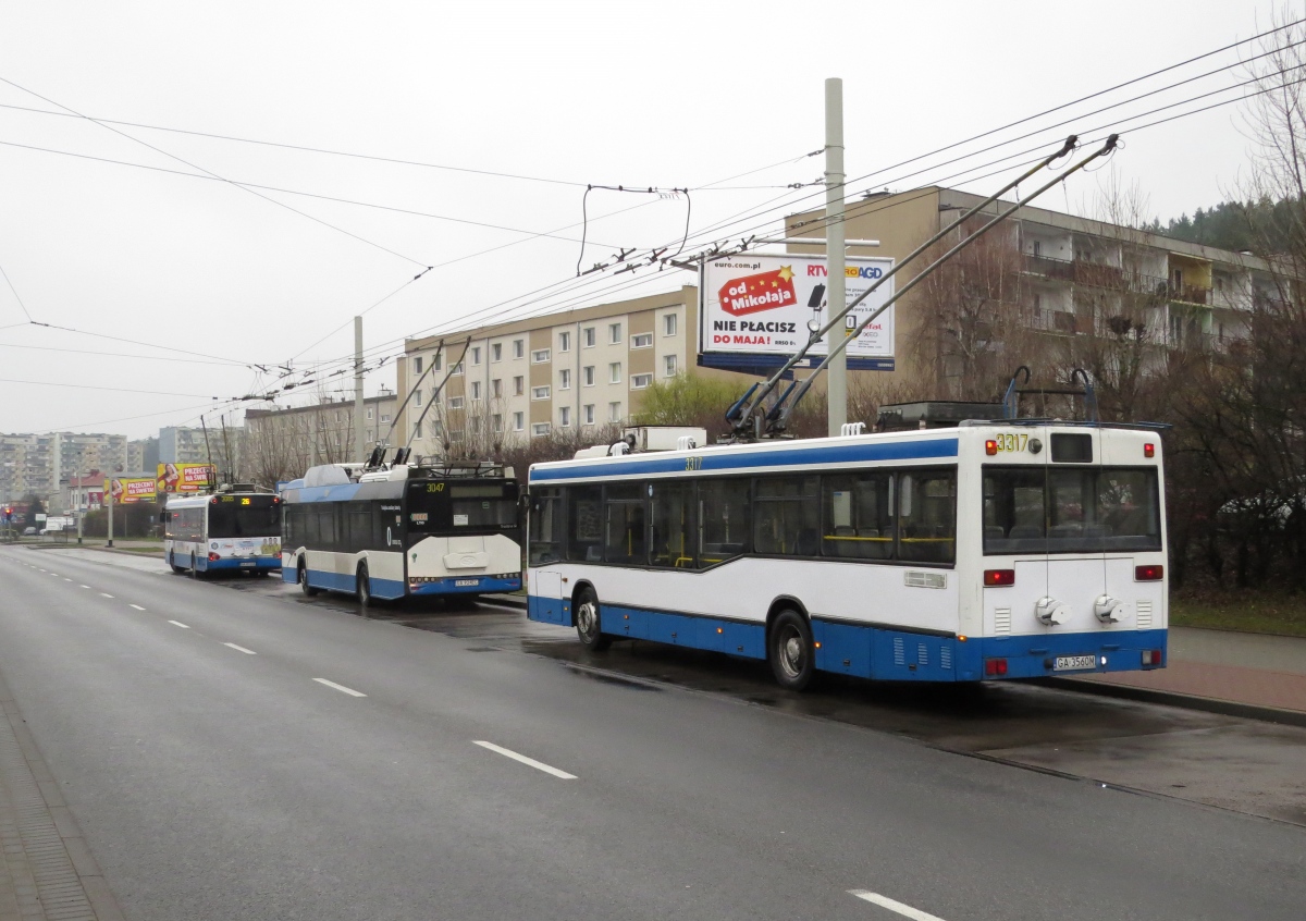 Гдыня, Solaris Trollino II 12 AC № 3085; Гдыня, Solaris Trollino IV 12 Medcom № 3047; Гдыня, Mercedes-Benz O405N2AC № 3317