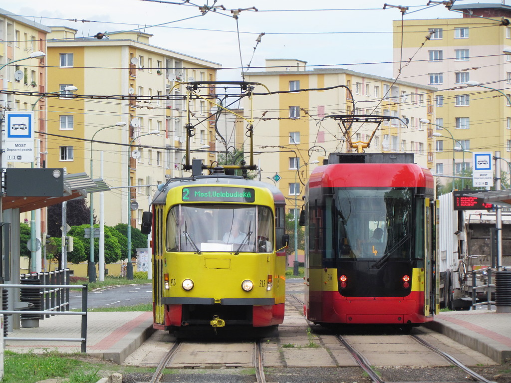 Мост ― Литвинов, Tatra T3M.3 № 313; Мост ― Литвинов, EVO 1 № 316