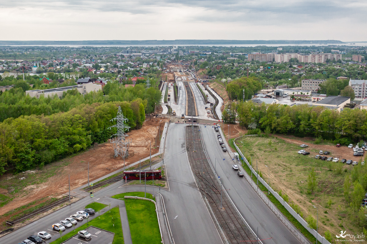 Kazan — Big tram circle; Kazan — Construction of tram line "SunCity — Boriskovo"; Kazan — Photos from a height; Kazan — Terminal points and loops