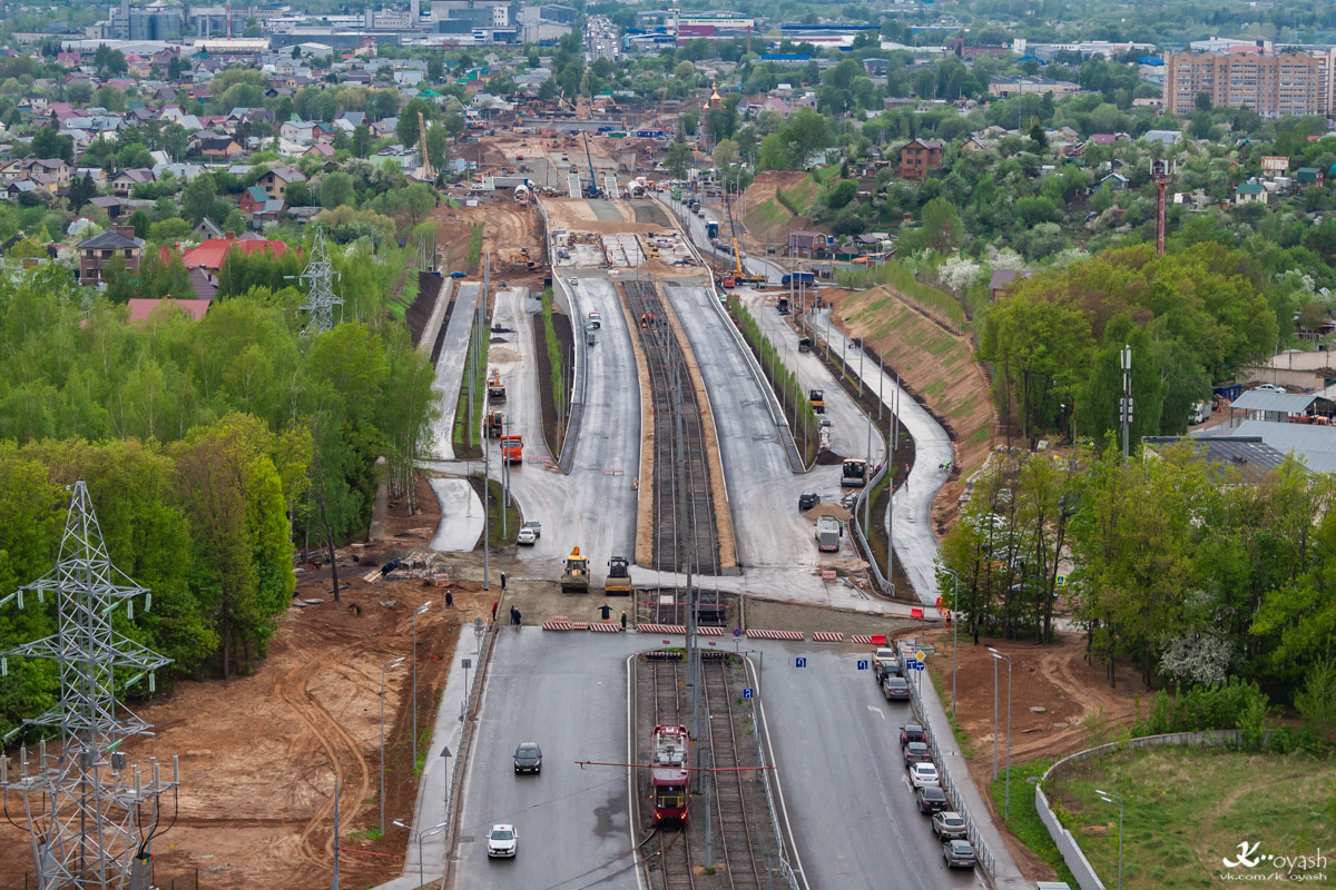 Казань — Большое трамвайное кольцо; Казань — Большое трамвайное кольцо. Участок "Солнечный город — Борисково". 2018-2020; Казань — Электротранспорт с высоты