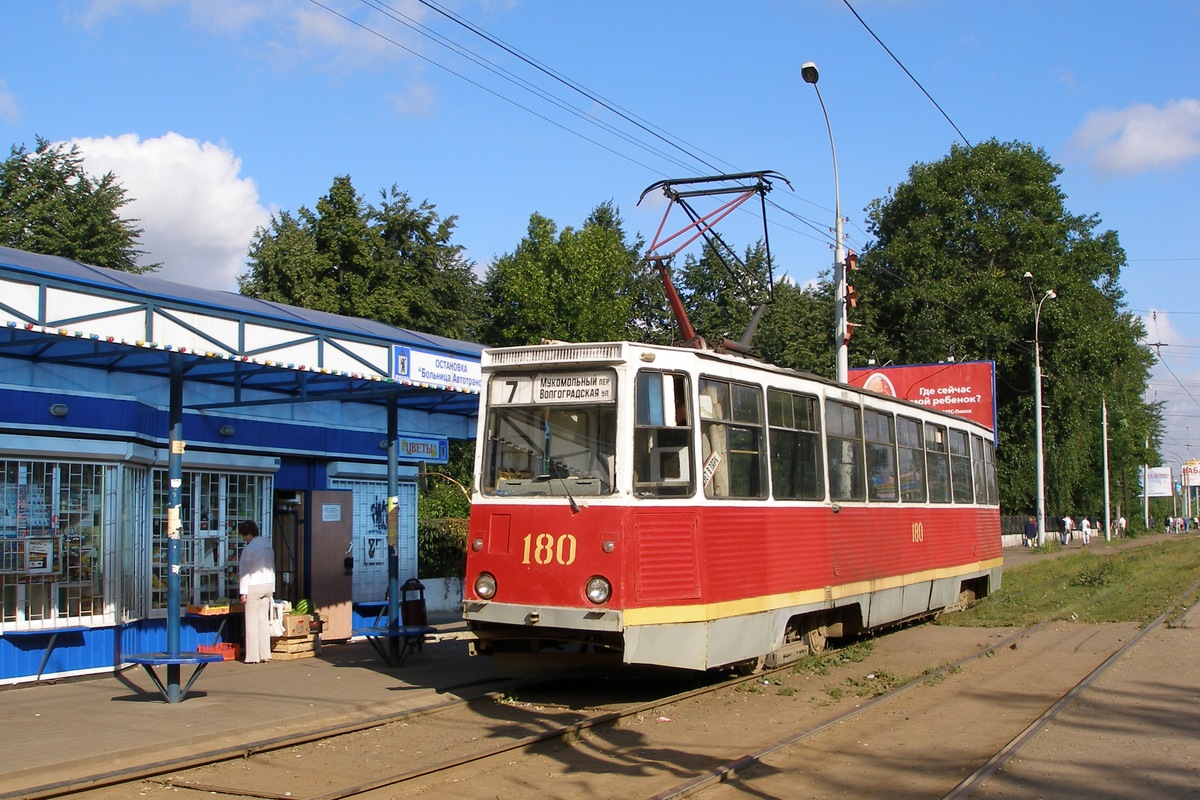 Ярославль, 71-605 (КТМ-5М3) № 180; Ярославль — 26.07.2007 Ремонт рекламной конструкции у ТЦ "Садко"