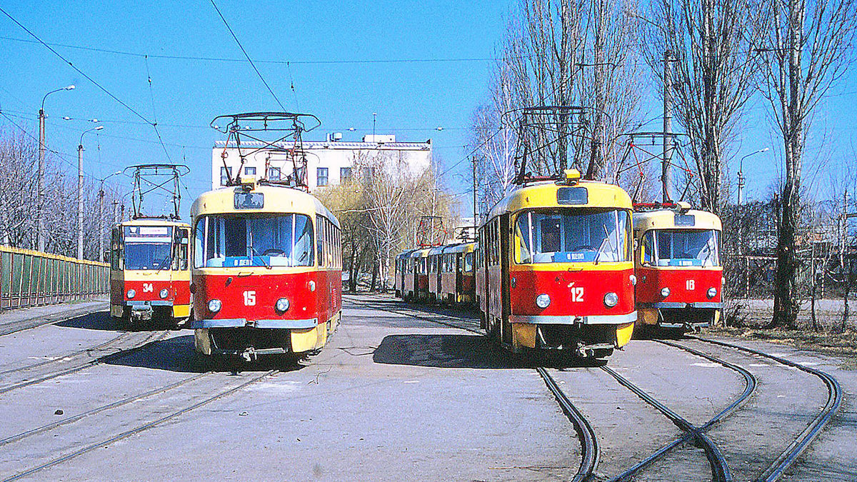 Zhytomyr, Tatra KT4SU # 34; Zhytomyr, Tatra T4SU # 15; Zhytomyr, Tatra T4SU # 12; Zhytomyr, Tatra T4SU # 16