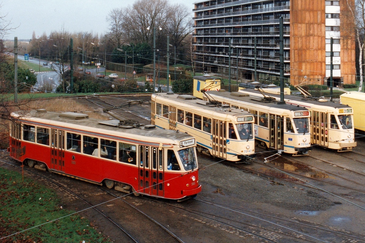 Brussels, BN PCC series 7000 č. 3060; Brussels, BN PCC series 7000 č. 7047; Brussels, BN PCC series 7000 č. 7064; Brussels — Excursion with 3060-7047-7064-7093-7162 (28/01/1995)